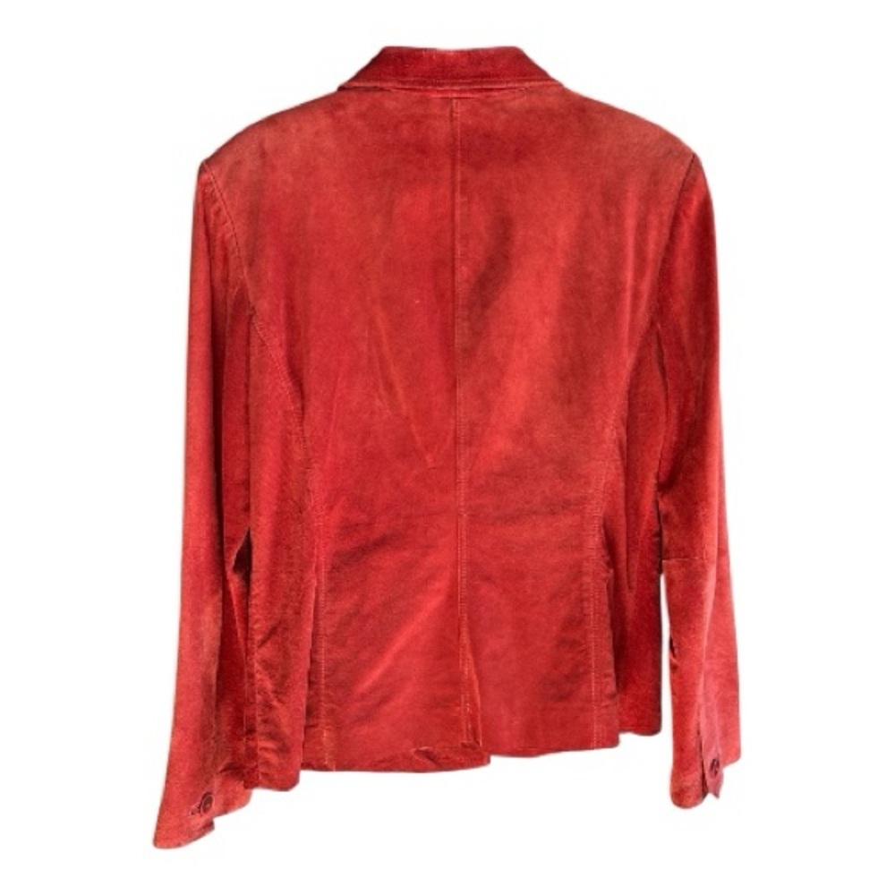 VINTAGE Alfani Suede Leather Blazer Jacket Brick L - Picture 3 of 14